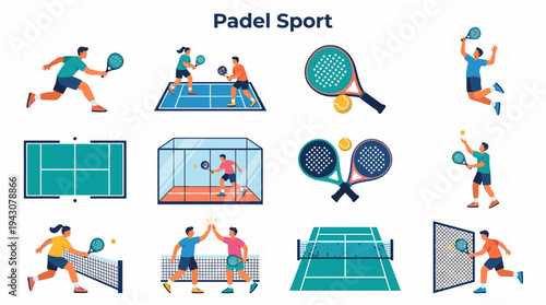 Padel Tennis Sport Icon Set