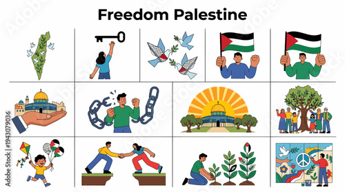 Palestine Freedom Concept: Unity, Hope, Independence