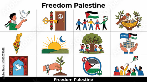 Palestine Freedom Symbols and Icons - Peace, Hope, Future