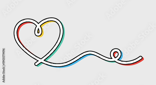 A colorful heart illustration with a continuous line style, symbolizing love and connection