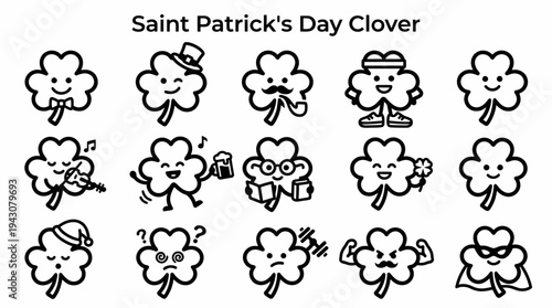 Saint Patrick's Day Clover Icons Set