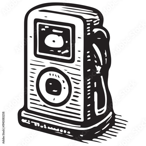 Smart Parking Meter Illustration Vintage Engraved Urban Eco City Parking Device Icon