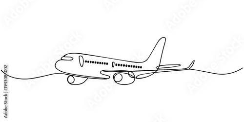 Airplane isolated on a white background with a simple vector illustration showing a commercial passenger jet used for air travel and transportation