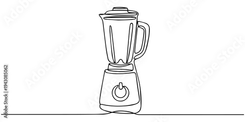 One-Line Blender Art: Minimalist blender line art, a single continuous stroke captures the essence of kitchen elegance and culinary simplicity.