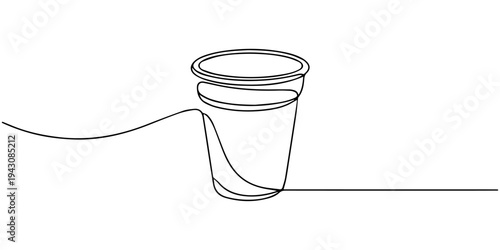 Minimalist Beverage Cup: A continuous line art representation of a beverage cup, evoking simplicity and modern design.
