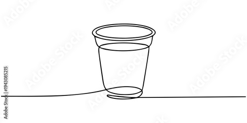 Minimalist Cup Design: A sleek, continuous line art illustration of a disposable cup, representing simplicity and modern design. 