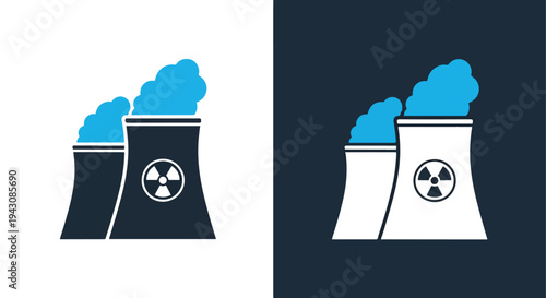 Nuclear Waste Bins Icon Set - Blue Trash Container Radiation Vector - Glyph solid icon - Editable modern style icon