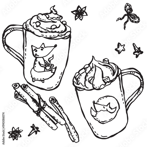 Two cups with whipped cream