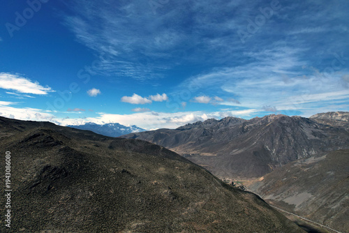 Drone footage of the Andean highlands along the Mérida highway in Venezuela