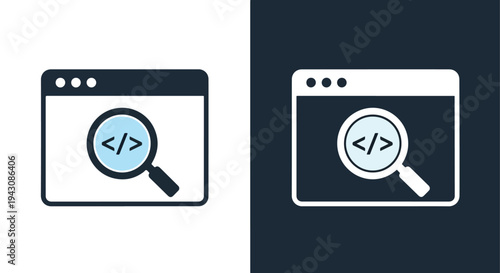 Web Search Icon Set - Magnifier Symbols Glass Symbol Blue Vector - Blue icon set - Modern style icon  - Glyph and solid icon set - Icon vector