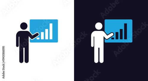 Business Growth Icon Set - Success Chart Graph Flat Design Vector - Blue icon set - Modern style icon  - Glyph and solid icon set - Icon vector