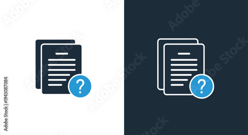 Folder Icon Set - Question Mark Blue Digital File Document Symbol Vector - Glyph solid icon - Editable modern style icon