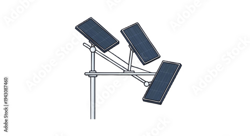 Solar panel system on metal stand, renewable energy solution