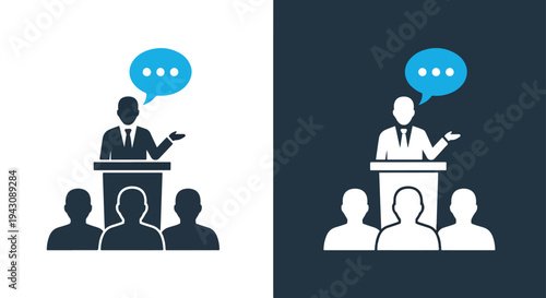 Business Presentation Icon Set - Leadership Icons Flat Design Vector - Blue icon set - Modern style icon  - Glyph and solid icon set - Icon vector