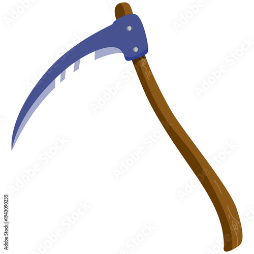 Vector illustration of scythe, flat design of scythe