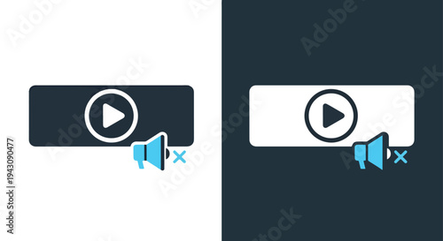 Video Play Pause Stop Icon Set - Blue Symbol Button Media Vector - Blue icon set - Modern style icon  - Glyph and solid icon set - Icon vector