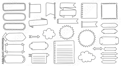 Hand-Drawn Frames and Banners - A Collection of Doodle Elements.