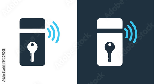 Smart Lock Access Icon Set - Wireless Security Digital Blue Technology Vector - Glyph solid icon - Editable modern style icon