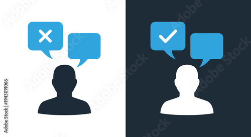 Feedback Icon Set - Approval Rejection Flat Design Interface Element Symbol Vector - Line and glyph solid icon and logo templete