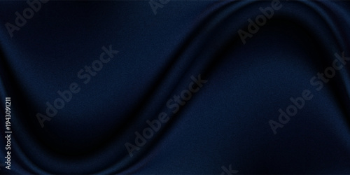 Black dark gray blue abstract elegant background. Drapery. Curtain. Fabric material. Soft folds. Wave stripe line. Gradient. Empty space. Design. Template.