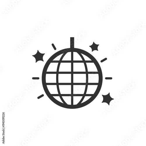 Disco ball icon. Nightclub dance floor and party entertainment concept. Monochrome black and white symbol