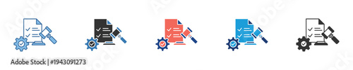 Illustrative icons depicting comprehensive document review processes, file analysis, and successful data configuration, symbolizing efficient workflow and detailed system optimization