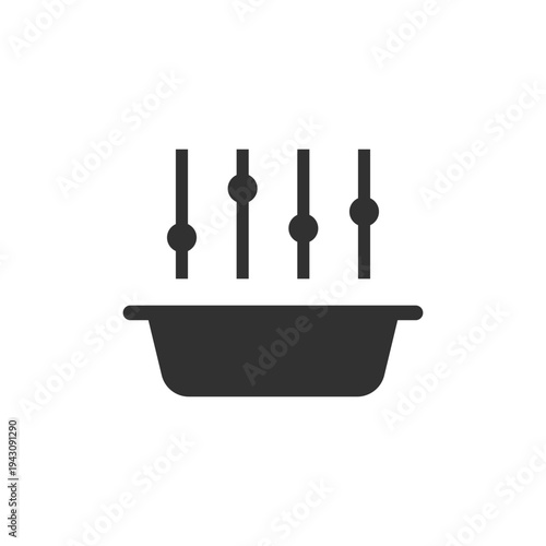 Food skewers grilling icon. Barbecue cooking and grilled meat concept. Monochrome black and white symbol