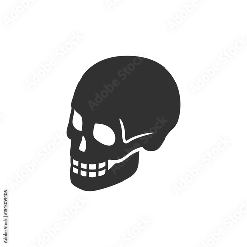 Human skull icon. Anatomy bone structure and death symbol concept. Monochrome black and white symbol