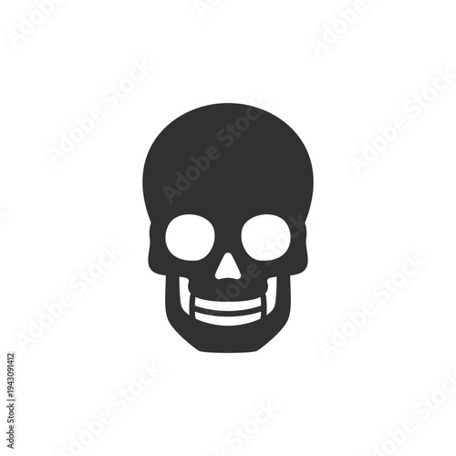 Human skull icon. Skeleton head anatomy and death symbol. Monochrome black and white symbol