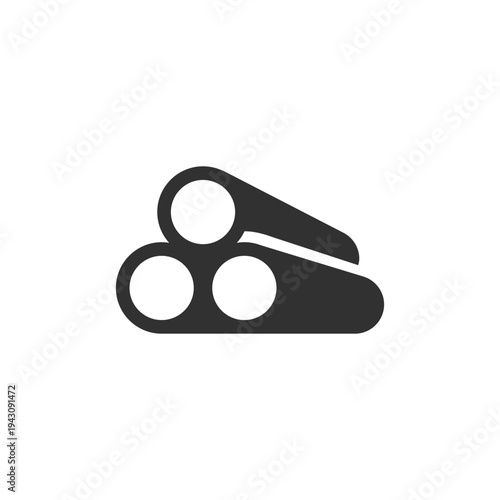 Metal pipes and bar stock icon. Industrial steel material and metal supply. Monochrome black and white symbol