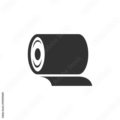Rolled metal sheet icon. Steel coil and industrial metal material. Monochrome black and white symbol