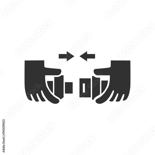 Seat belt fastening icon. Safety belt lock and vehicle passenger protection. Monochrome black and white symbol