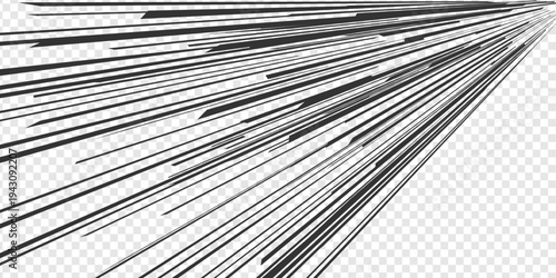 Radial manga anime speed lines. Black comic book blast effects and concentric action energy. Lightning shock focus, pop art screentone textures and surprise explosion splash. Vector background.