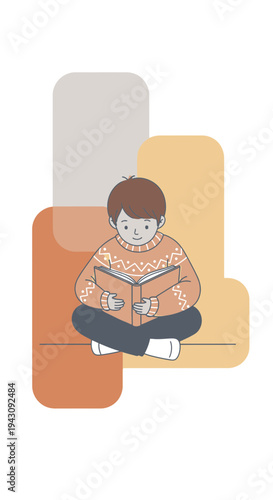 Youngster Immersed In Literature: Artistic Depiction of Reading and Literary Pursuit