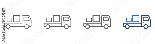 
outline icon set shipping truck with box shipping design with truck