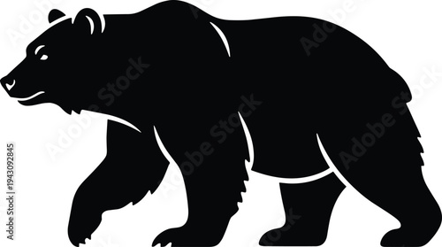 Walking bear silhouette wildlife animal vector illustration powerful forest predator design isolated black bear icon nature symbol