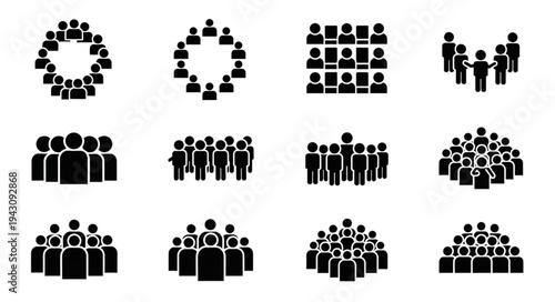 Diverse Crowd Icons - A Collection of People Group Illustrations.