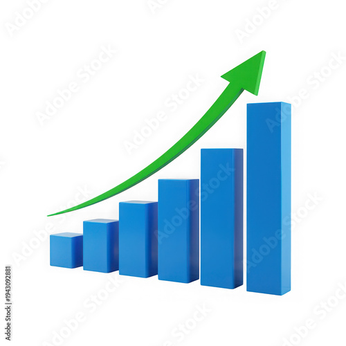Free Download blue bars with green arrow graph showing growth trend - GFXLoad