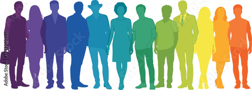 Colorful Gradient Silhouettes of Diverse Individuals Representing Different Genders, Styles, and Backgrounds