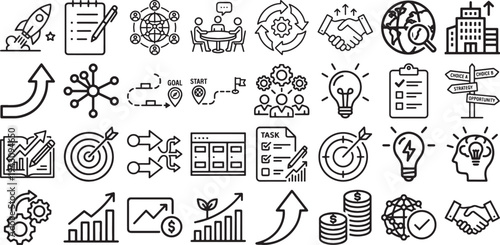 Trade Exchange Line Icon Set