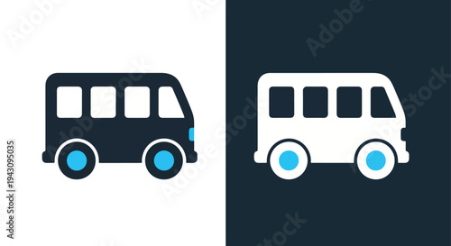 Minimalist Van Icon Set - Isolated Design Vehicle Flat Black Vector - minimalist, flat icon, outline, glyph, linear, clipart, sticker - icon set