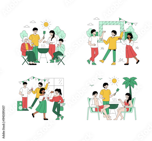 Outdoor Gathering and Celebration Vector Illustration
