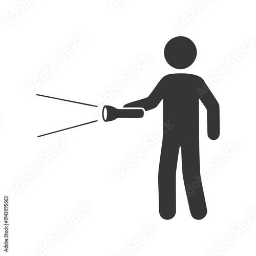 懐中電灯を持つ人物のシルエットアイコン