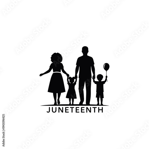Black family celebrating Juneteenth silhouette