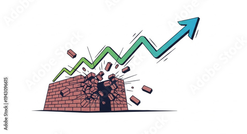 Man Breaking Through Brick Wall Graph.