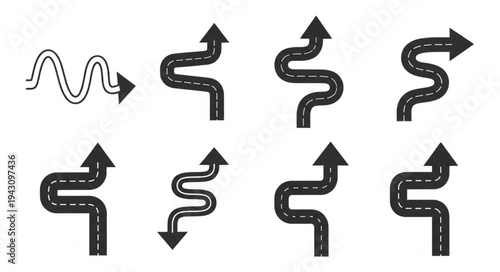 Winding Road Arrows - A Visual Metaphor for Direction and Progress.