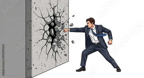 Man Breaking Through Metal Door.