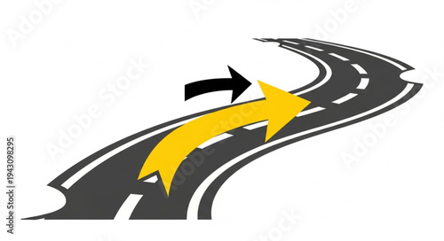 Road with Arrows Indicating Direction and Change of Course.