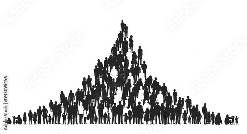 Silhouette Crowd Forming a Pyramid Shape - Unity and Hierarchy.