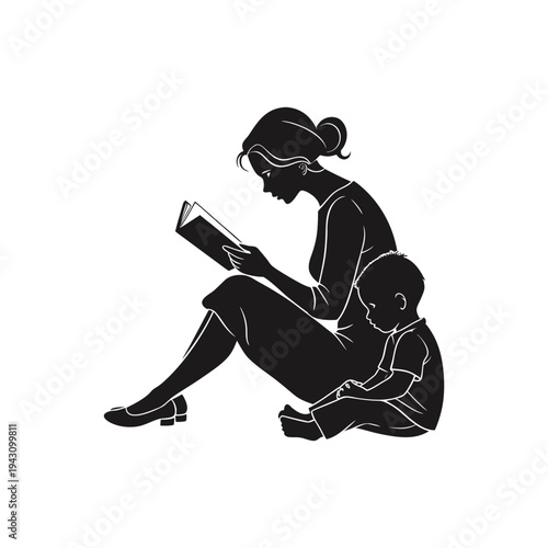 Cozy Family Scene of Mother and Child Enjoying Story Time Together at Home
